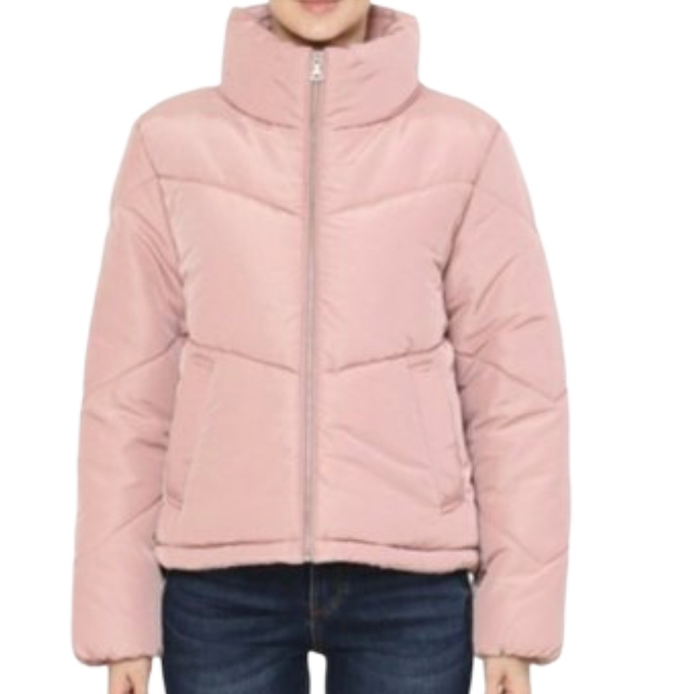Pink puffer winter coat jacket size large - Picture 2 of 4
